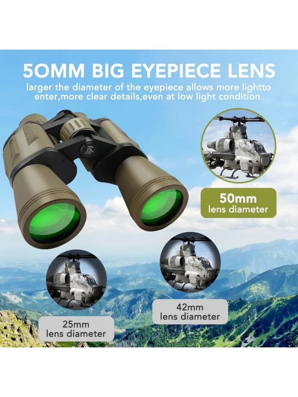 High-Powered 20x50 Waterproof Binoculars for Bird Watching, Travel & Stargazing